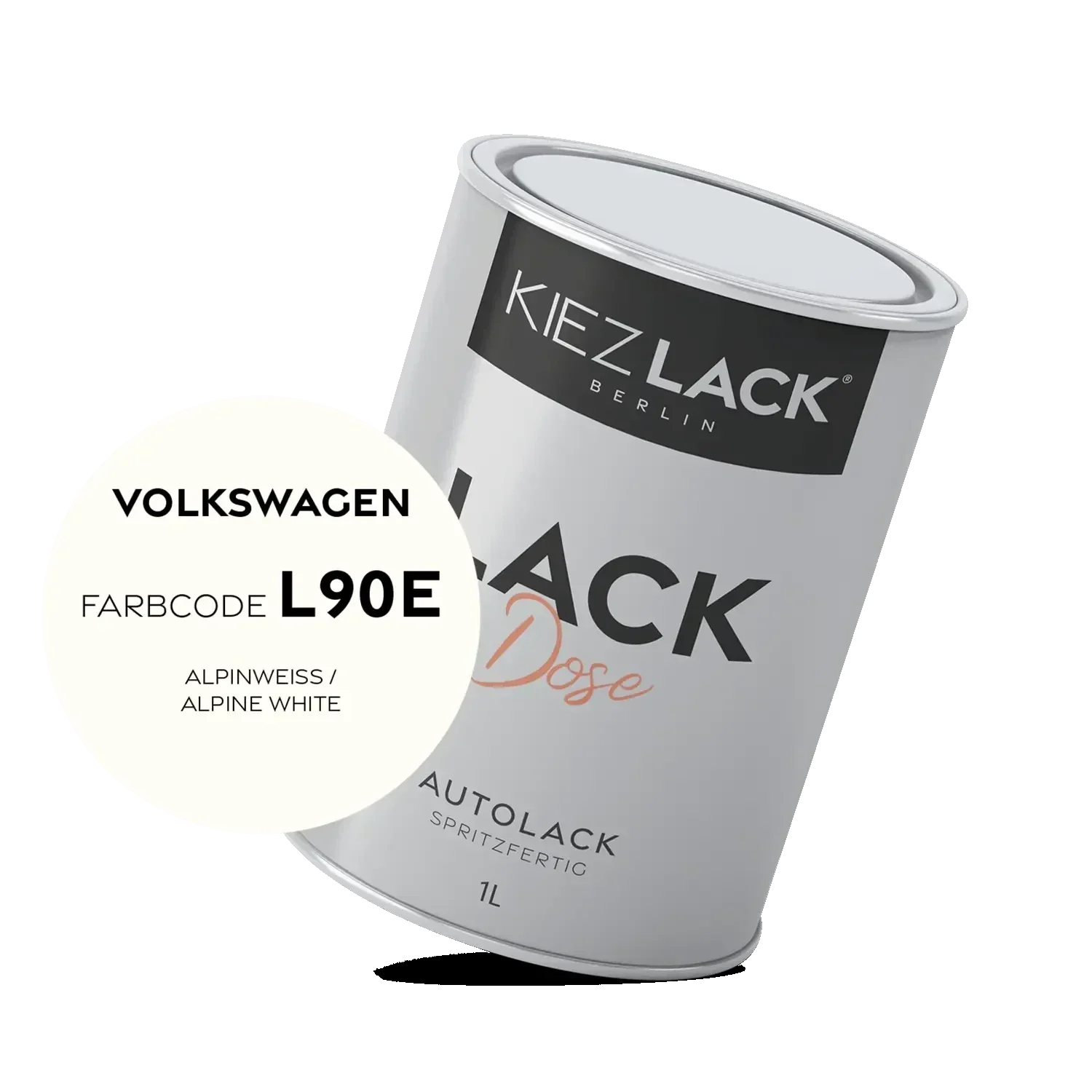 Kiezlack 1K Autolack Lackdose Basislack spritzfertig Volkswagen L90E ALPINWEISS
