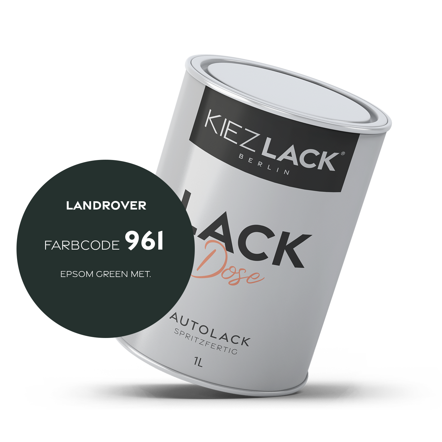 Kiezlack 1K Autolack Lackdose Basislack spritzfertig LANDROVER 961 EPSOM GREEN MET.