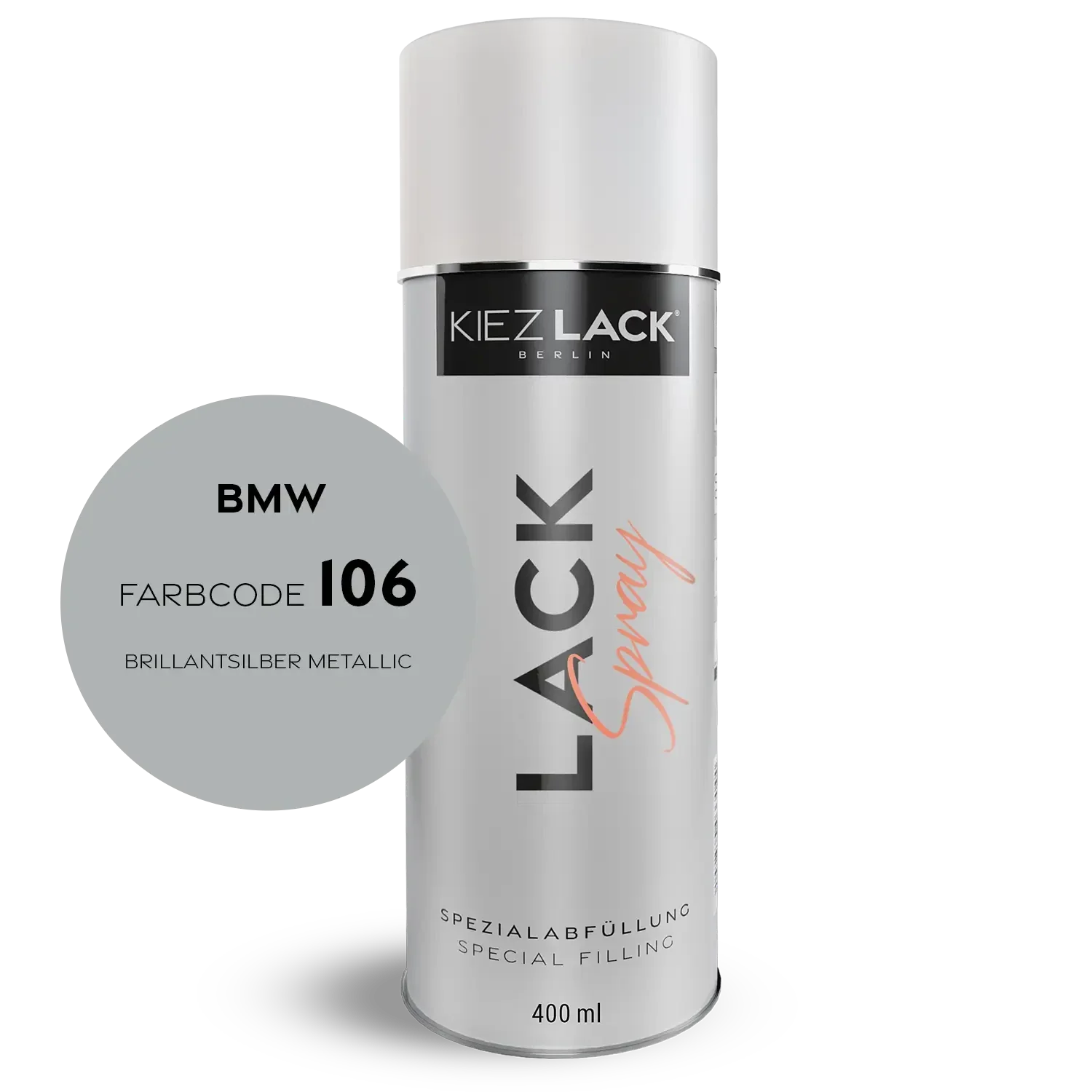Kiezlack 1K Motorradlack Spraydose BMW 106 BRILLANTSILBER METALLIC