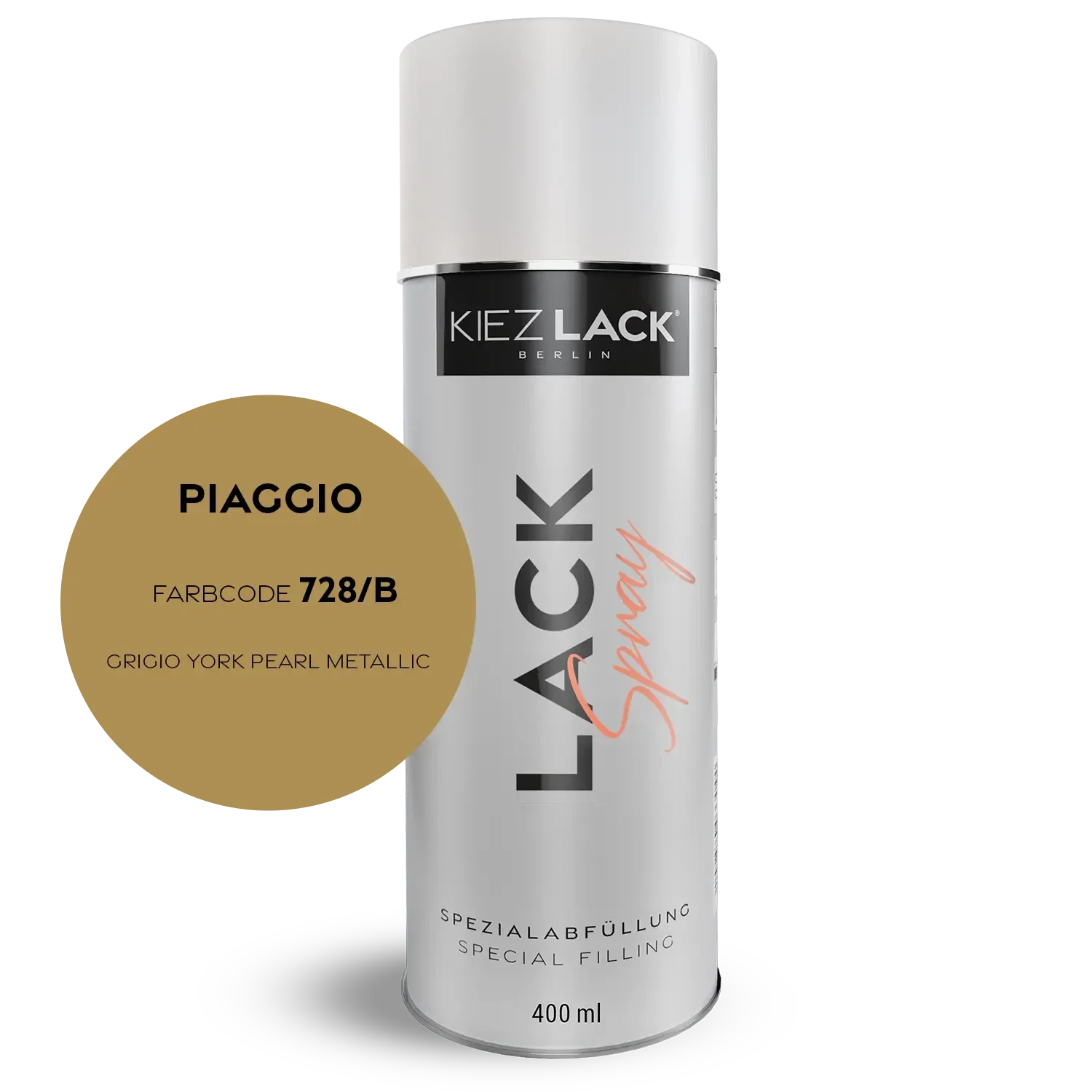 Kiezlack 1K Motorradlack Spraydose Piaggio 728/B GRIGIO YORK PEARL METALLIC