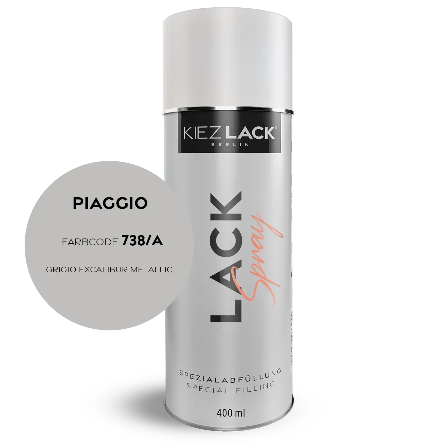 Kiezlack 1K Motorradlack Spraydose Piaggio 738/A GRIGIO EXCALIBUR METALLIC