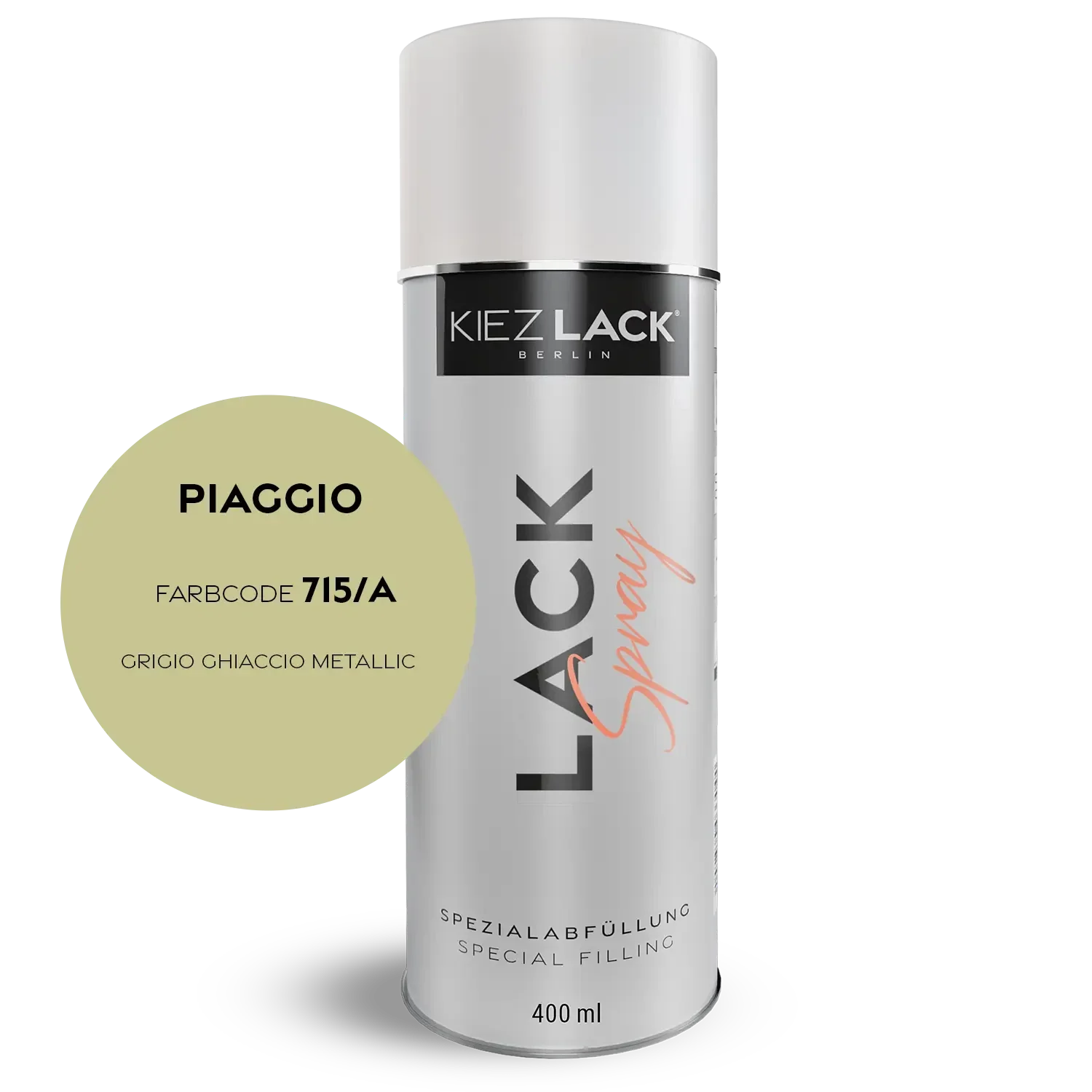 Kiezlack 1K Motorradlack Spraydose Piaggio 715/A GRIGIO GHIACCIO METALLIC