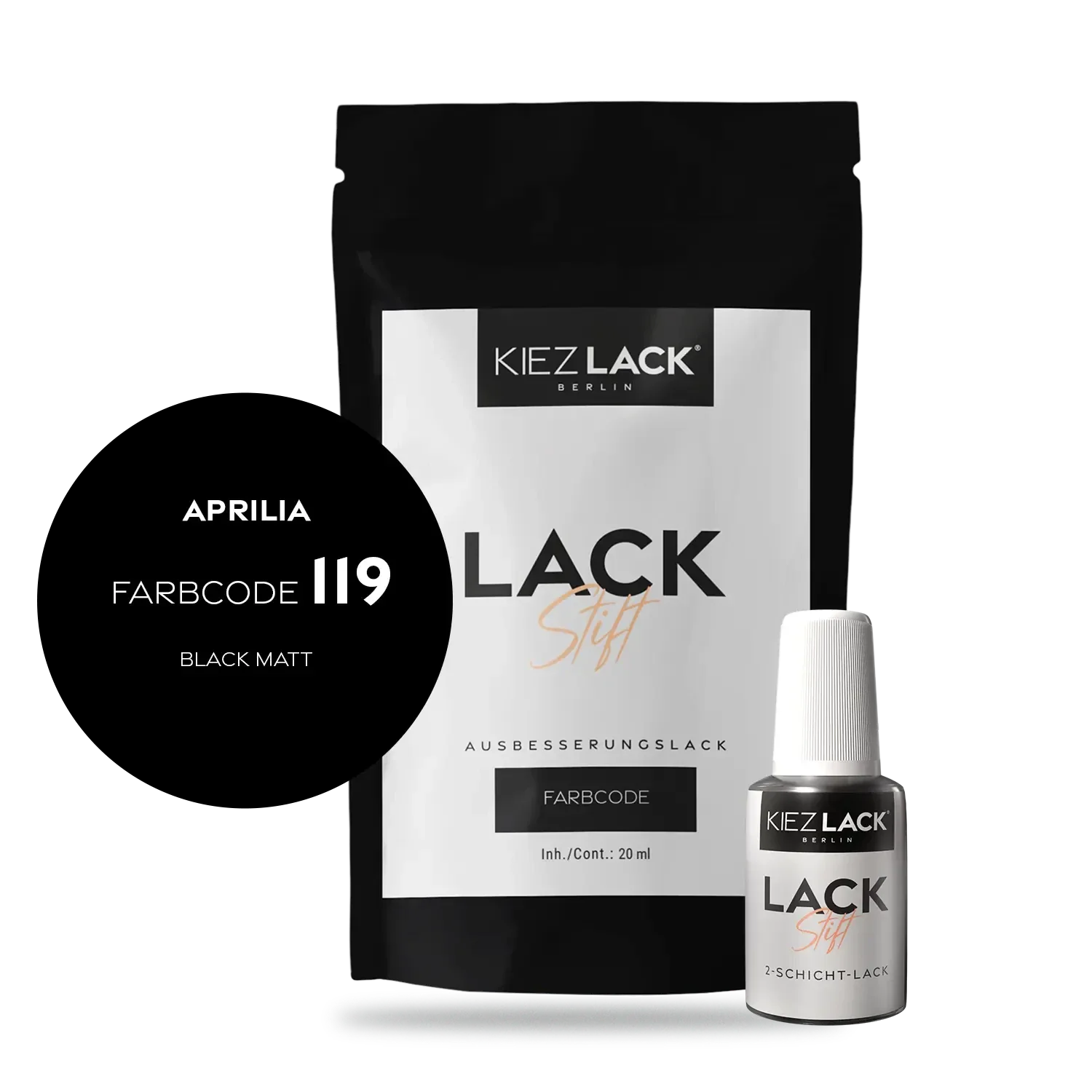 Kiezlack Motorradlack Lackstift Aprilia 119 BLACK MATT