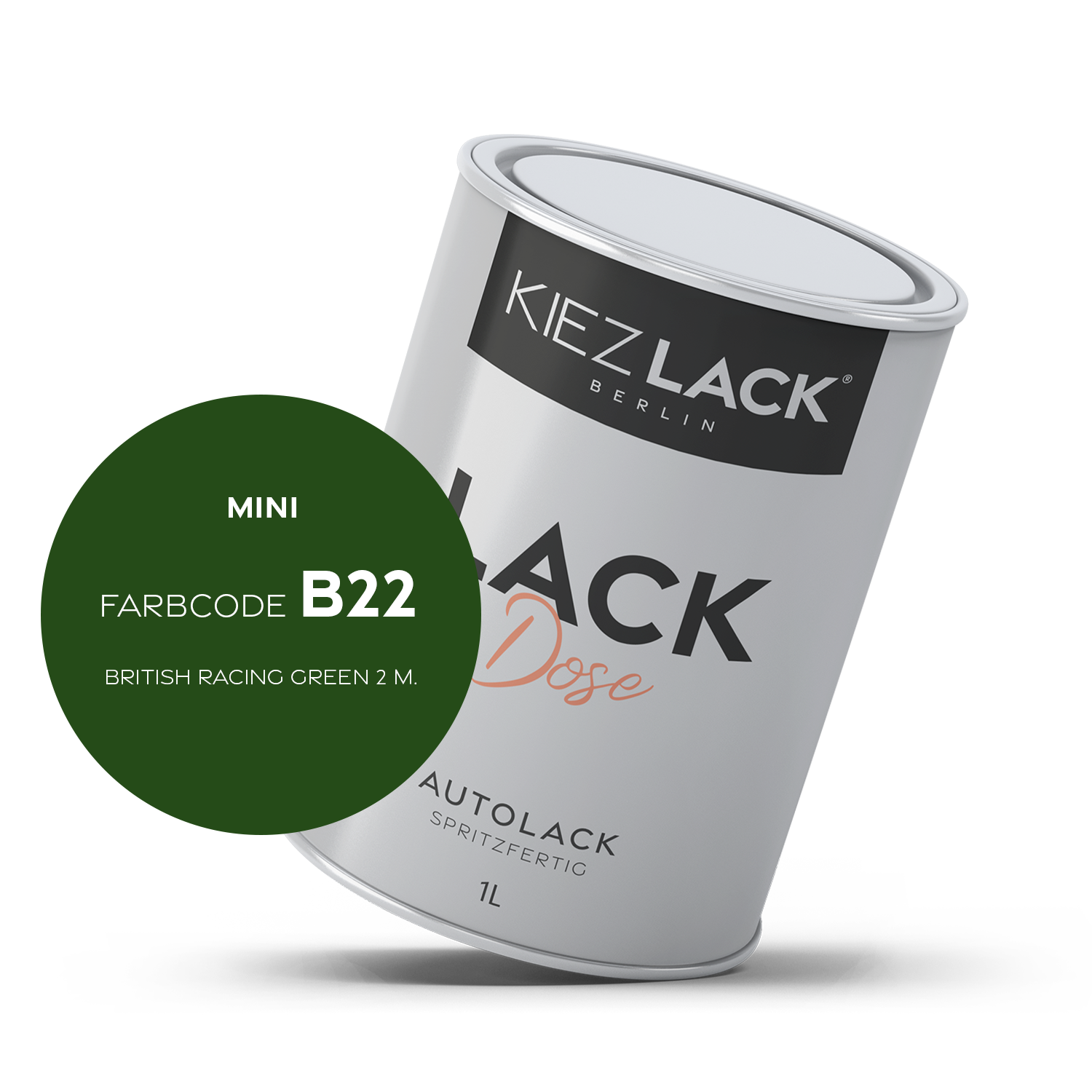 Kiezlack 1K Autolack Lackdose Basislack spritzfertig MINI B22 BRITISH RACING GREEN 2 M.