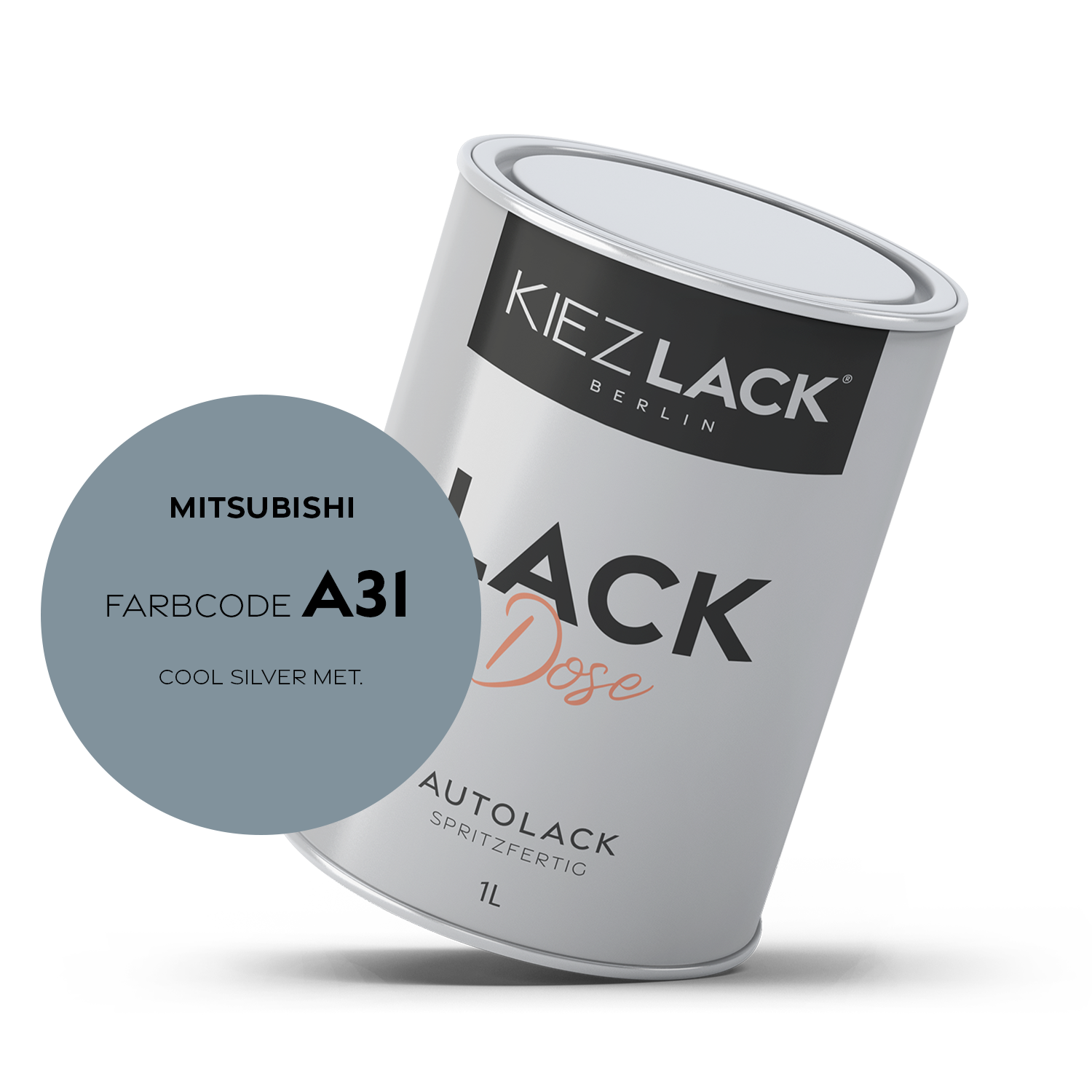 Kiezlack 1K Autolack Lackdose Basislack spritzfertig MITSUBISHI A31 COOL SILVER MET.