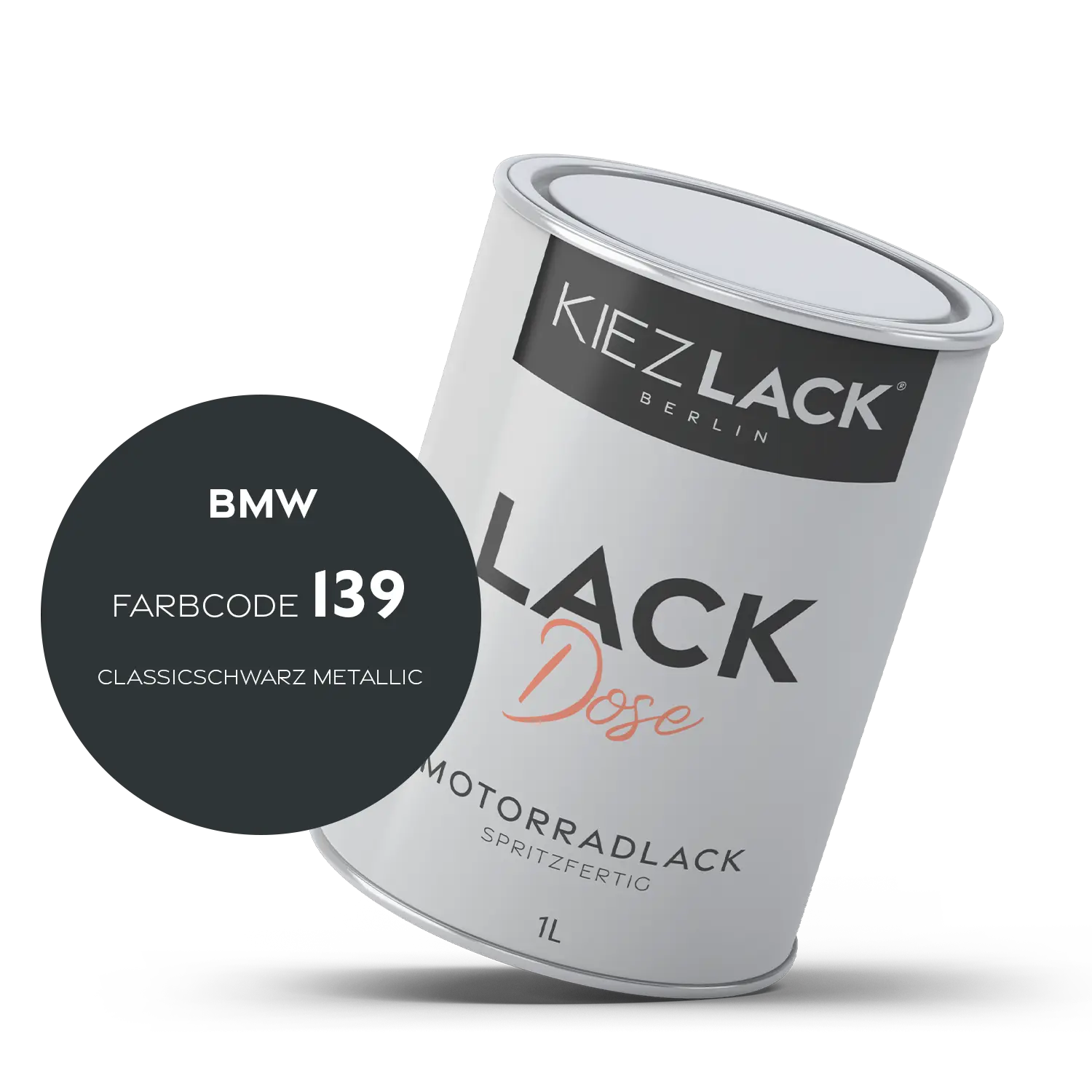 Kiezlack 1K Motorradlack Basislack Lackdose BMW 139 CLASSICSCHWARZ METALLIC