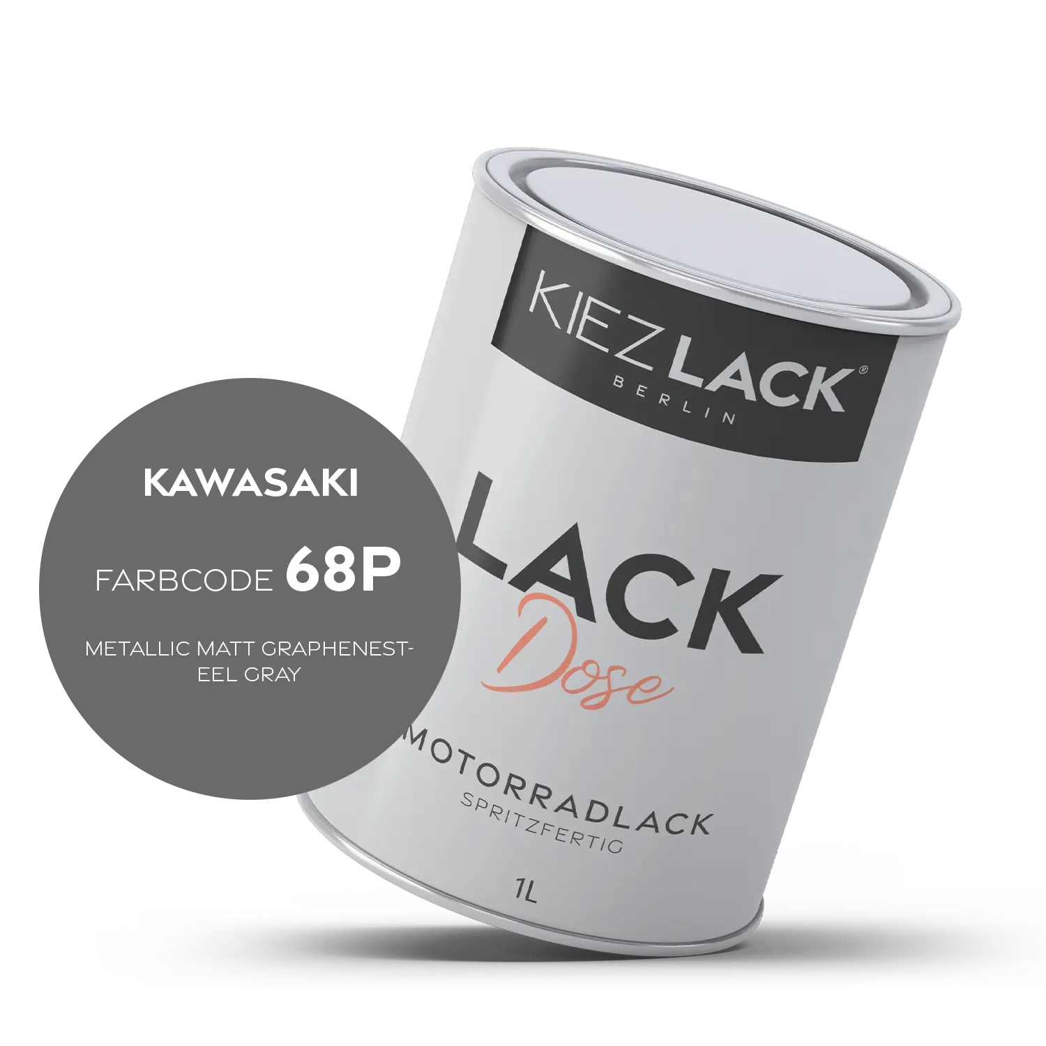 Kiezlack 1K Motorradlack Basislack Lackdose Kawasaki 68P METALLIC MATT GRAPHENESTEEL GRAY