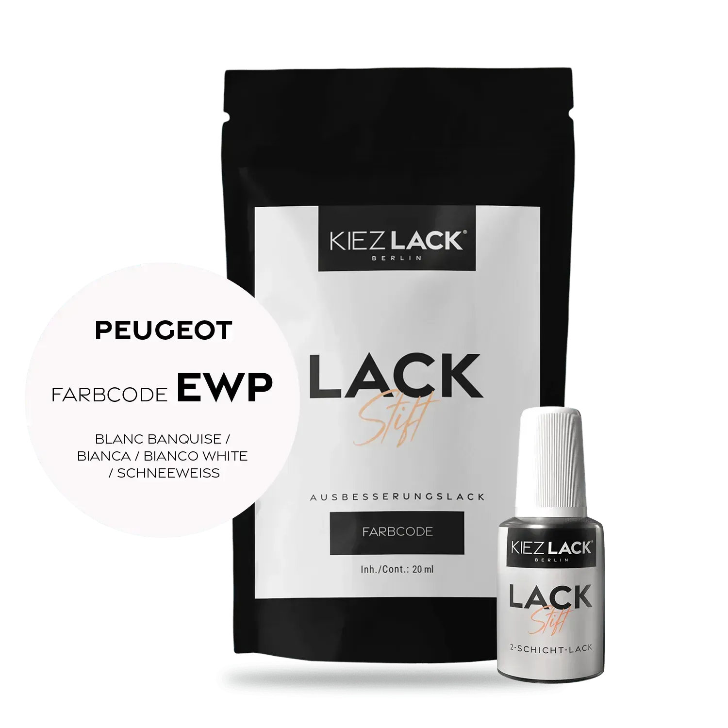 Autolack Lackstift Peugeot EWP BLANC BANQUISE - Kiezlack