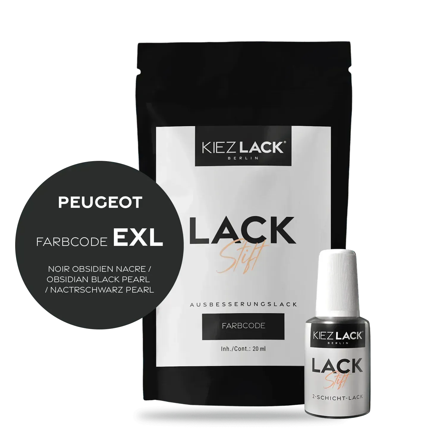 Autolack Lackstift Peugeot EXL NOIR OBSIDIEN NACRE - Kiezlack