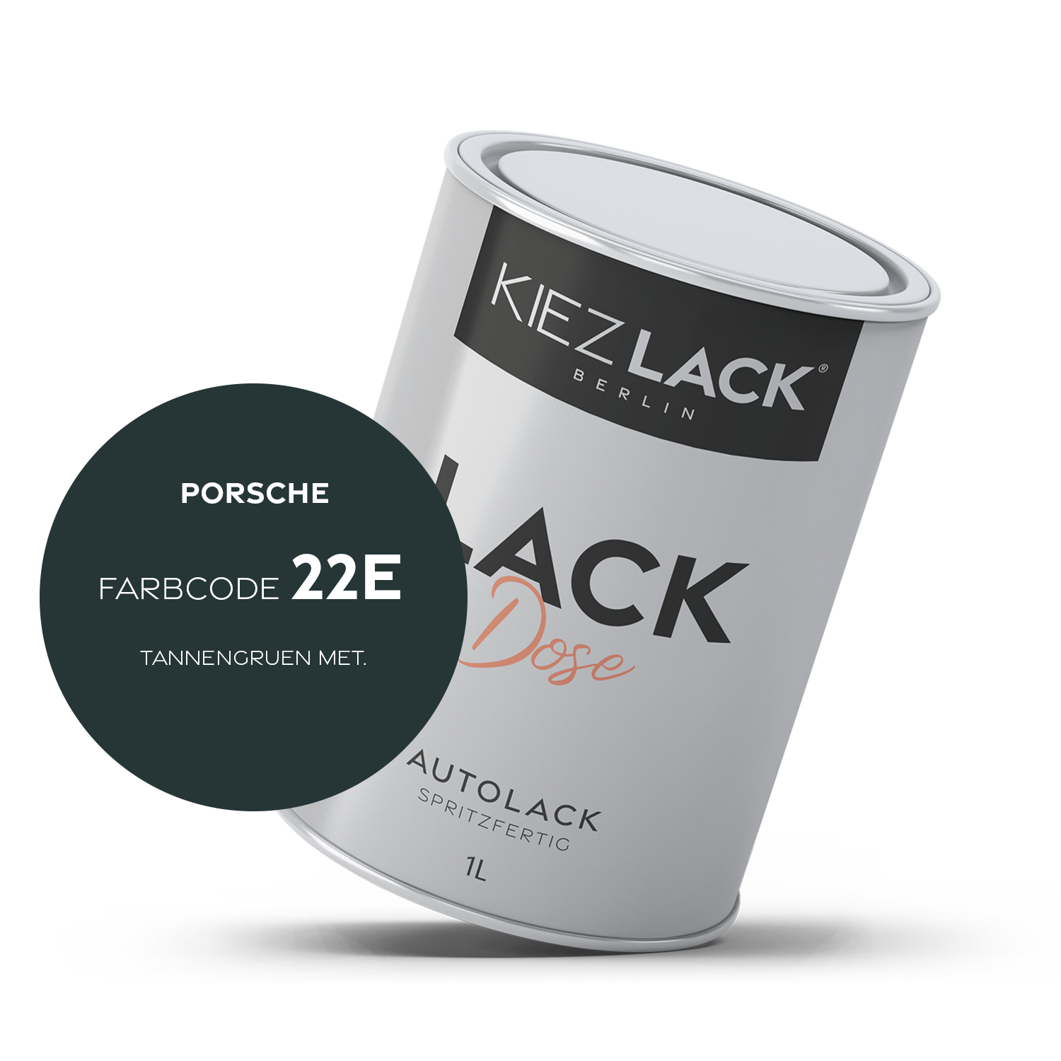 Kiezlack 1K Autolack Lackdose Basislack spritzfertig PORSCHE 22E TANNENGRUEN MET.