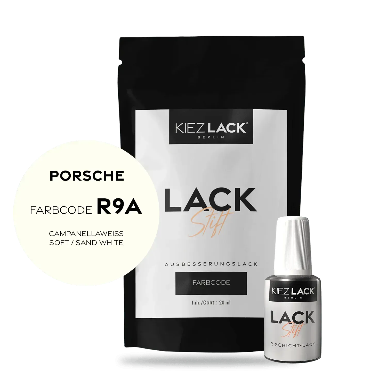 Autolack Lackstift PORSCHE R9A CAMPANELLAWEISS - Kiezlack