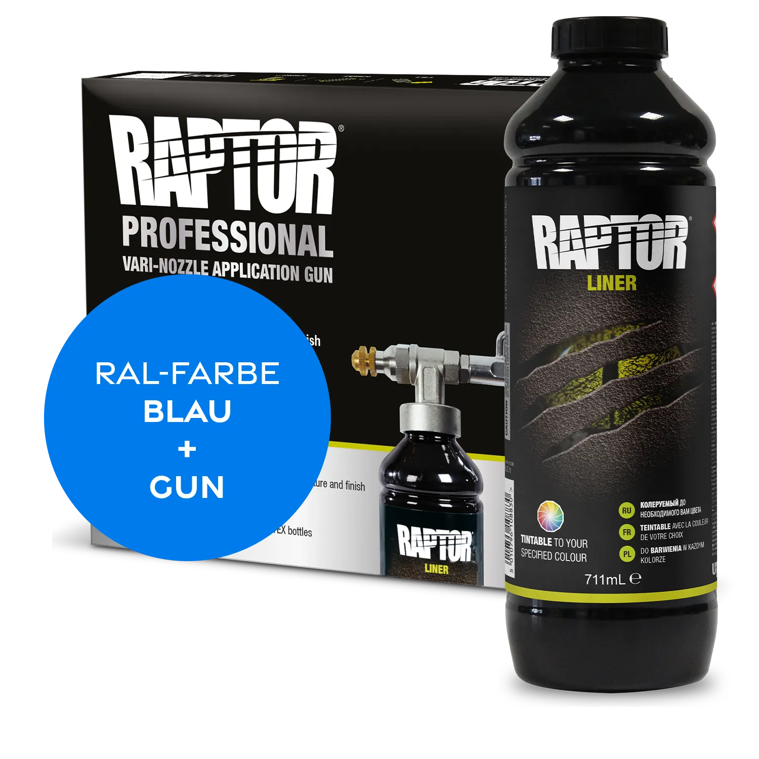 RAPTOR Liner Flaschen-Kit RAL-Farben Blau