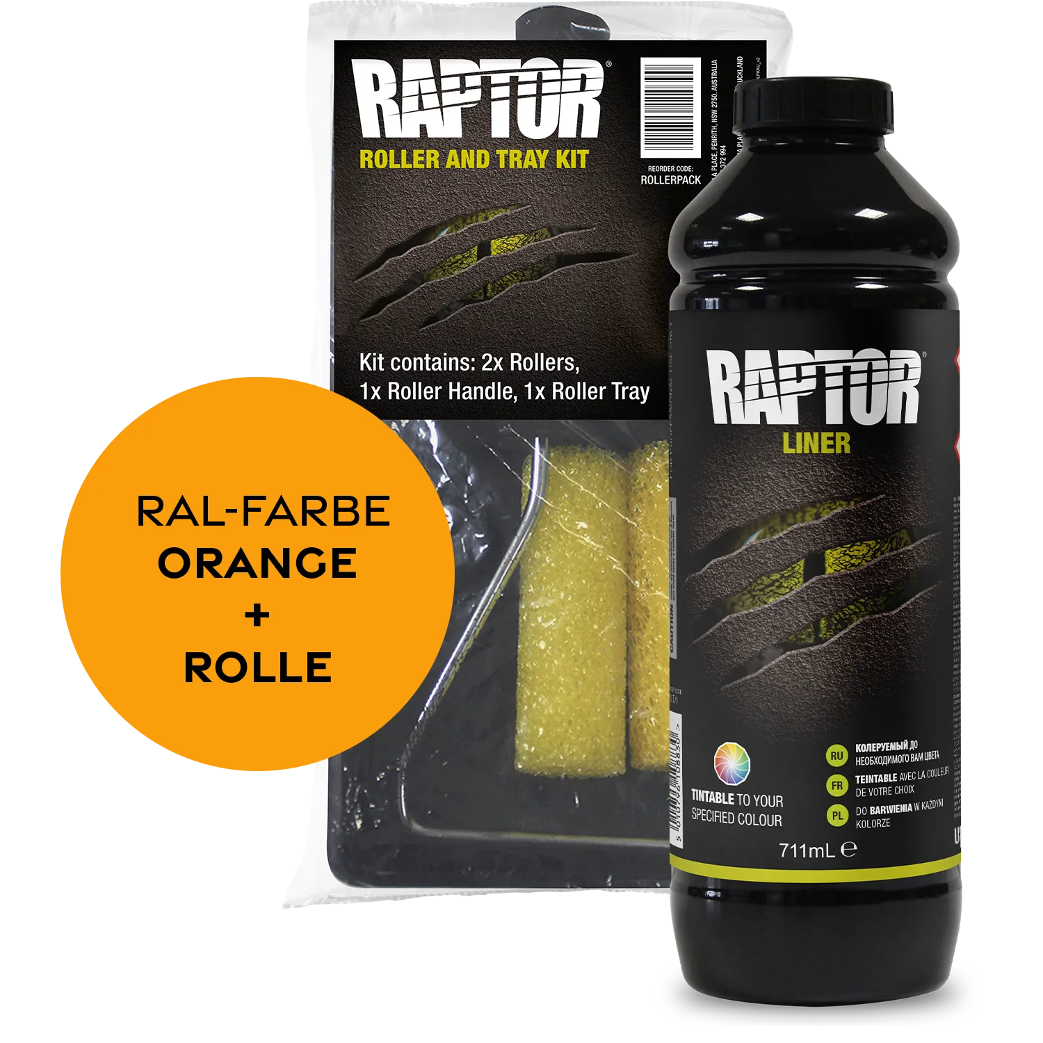 RAPTOR Liner Flaschen-Kit RAL-Farben Orange