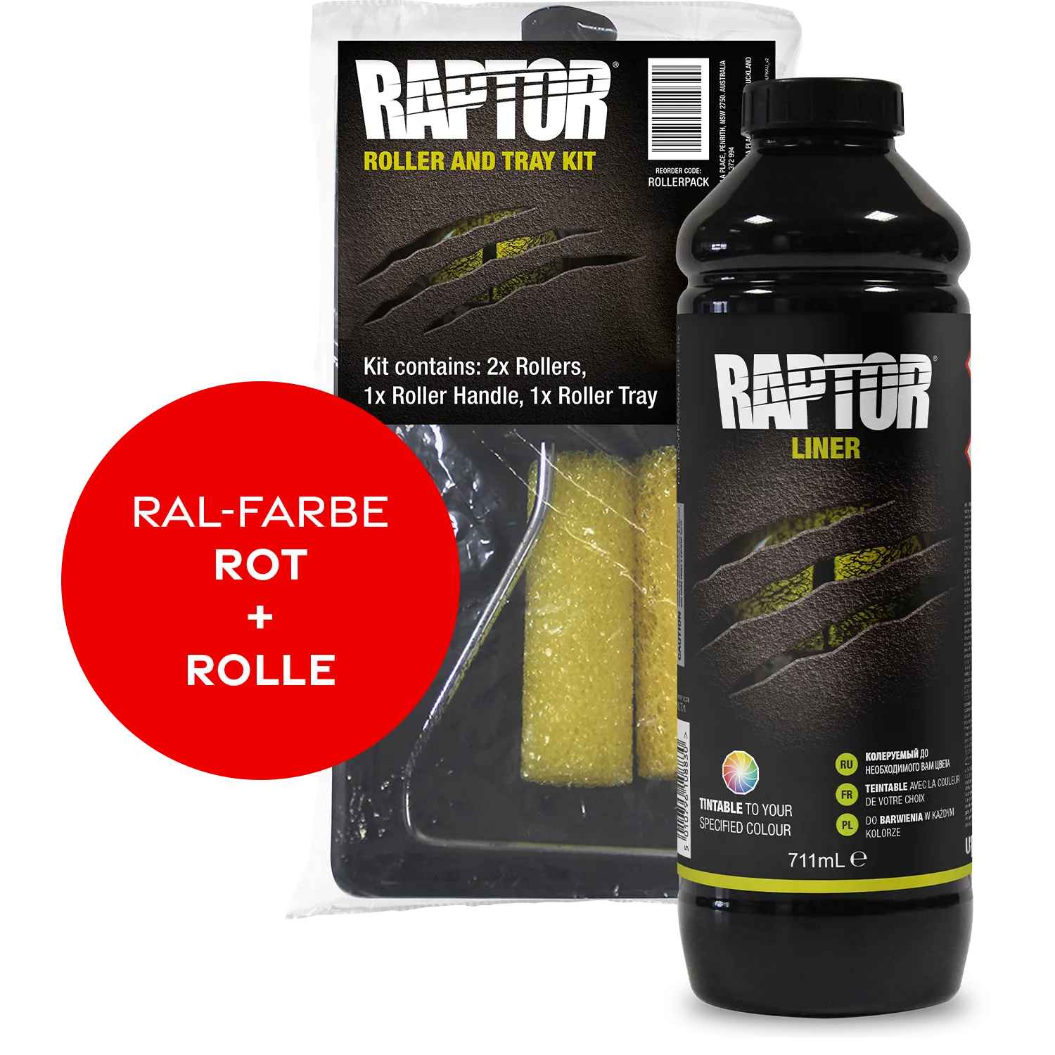 RAPTOR Liner Flaschen-Kit RAL-Farben Rot