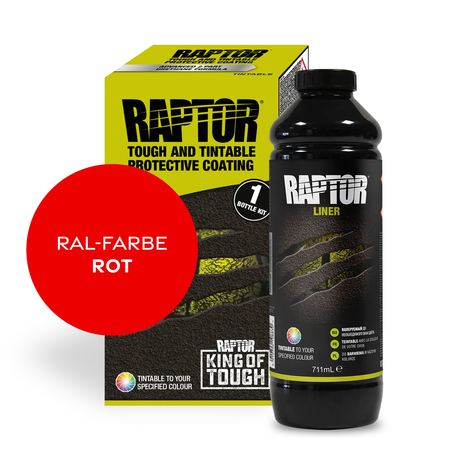 RAPTOR Liner Flaschen-Kit RAL-Farben Rot