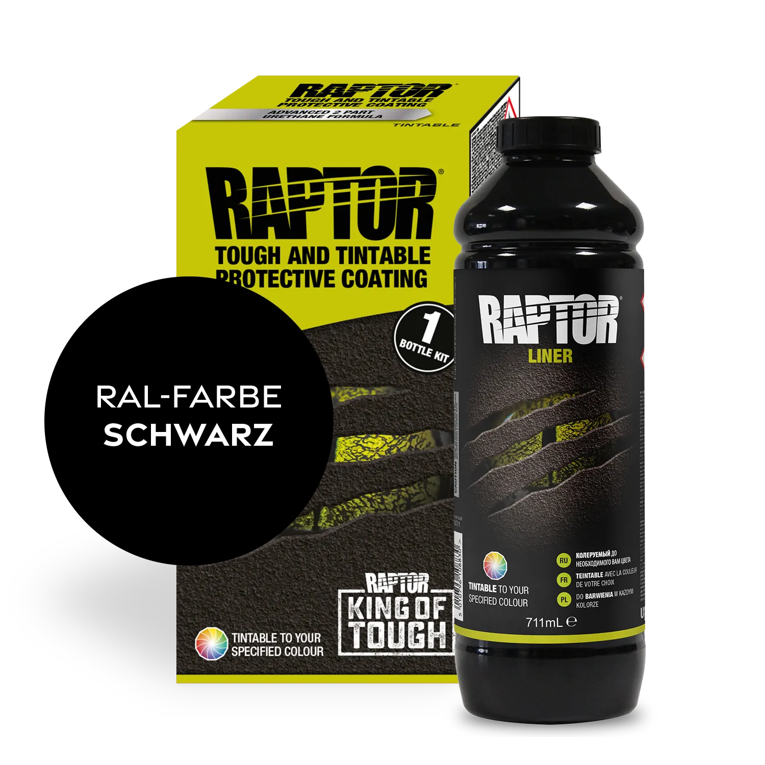 RAPTOR Liner Flaschen-Kit RAL-Farben Schwarz