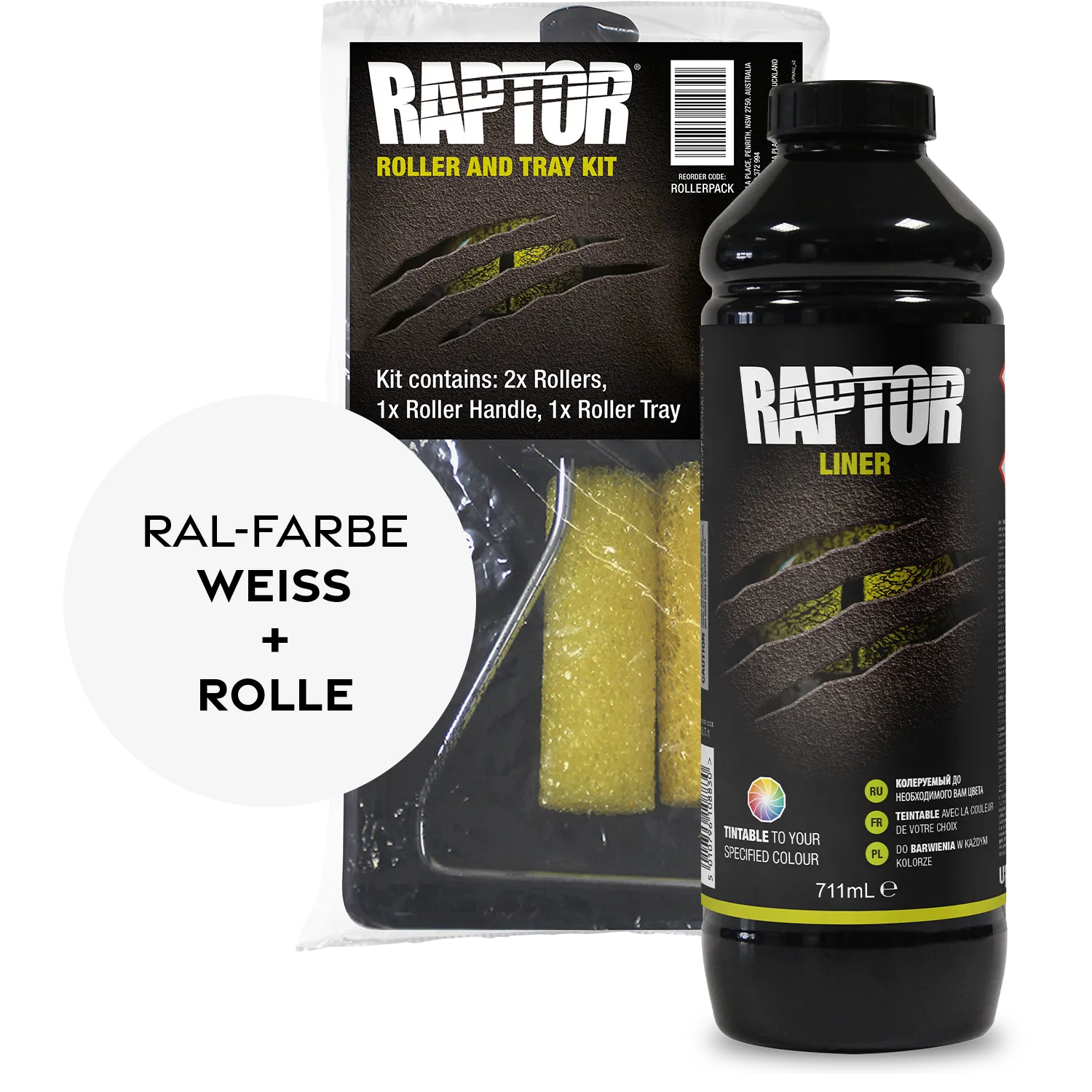 RAPTOR Liner Flaschen-Kit RAL-Farben Weiss