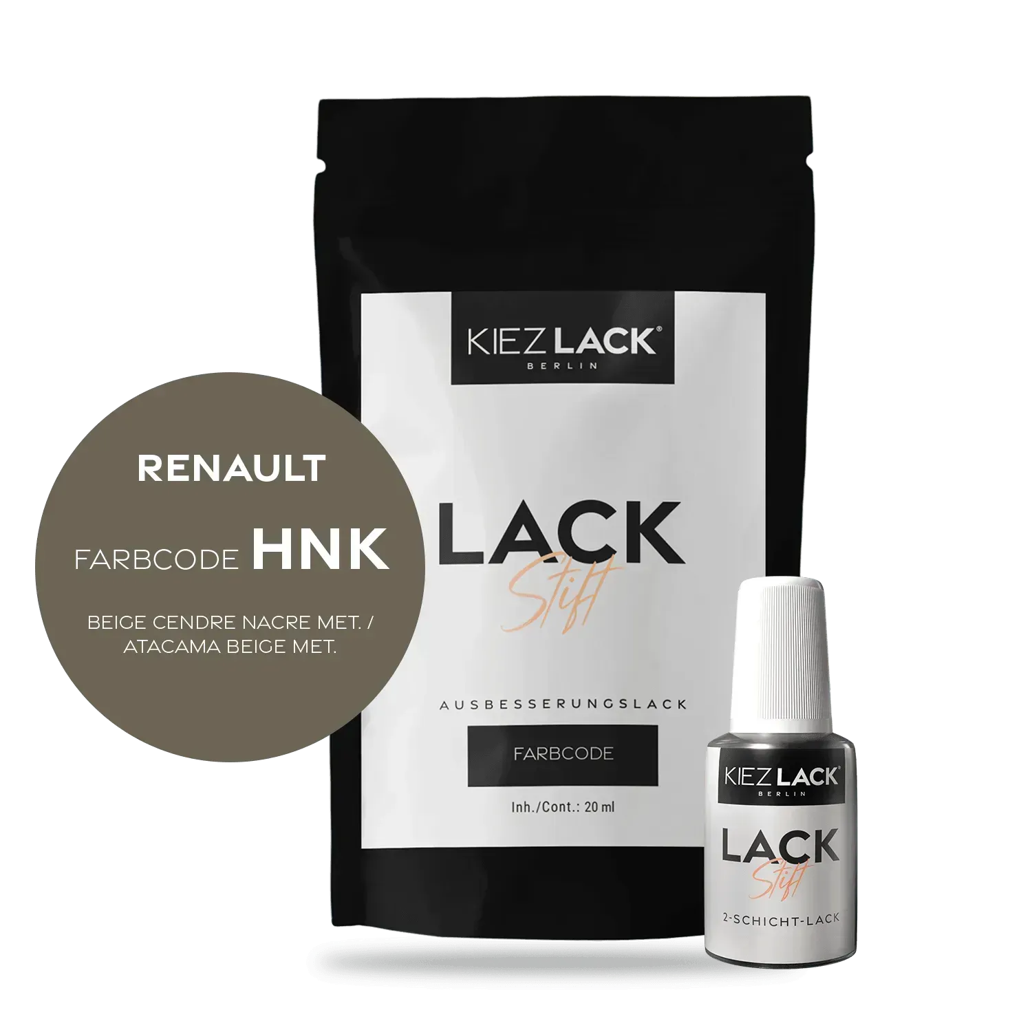 Autolack Lackstift Renault HNK BEIGE CENDRE NACRE MET. - Kiezlack