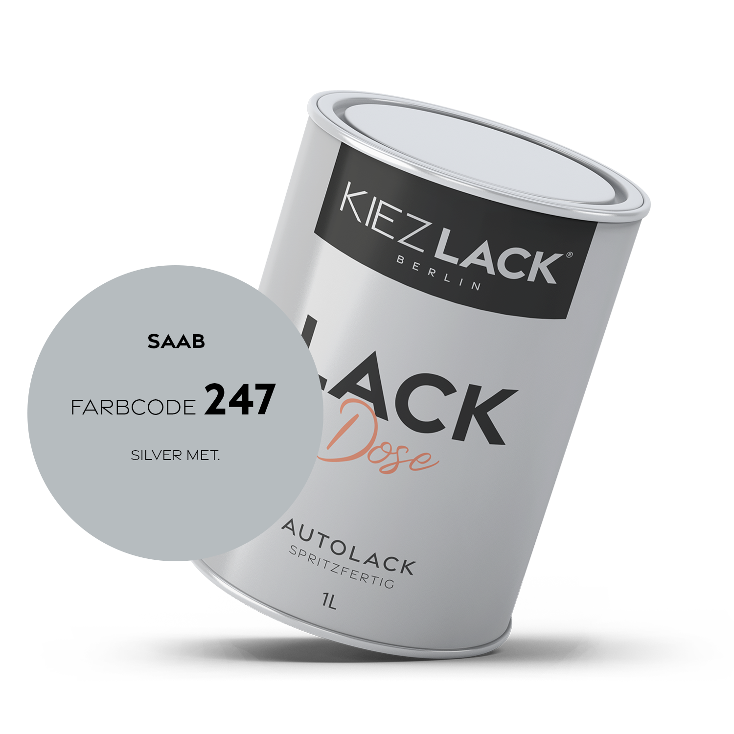 Kiezlack 1K Autolack Lackdose Basislack spritzfertig SAAB 247 SILVER MET.