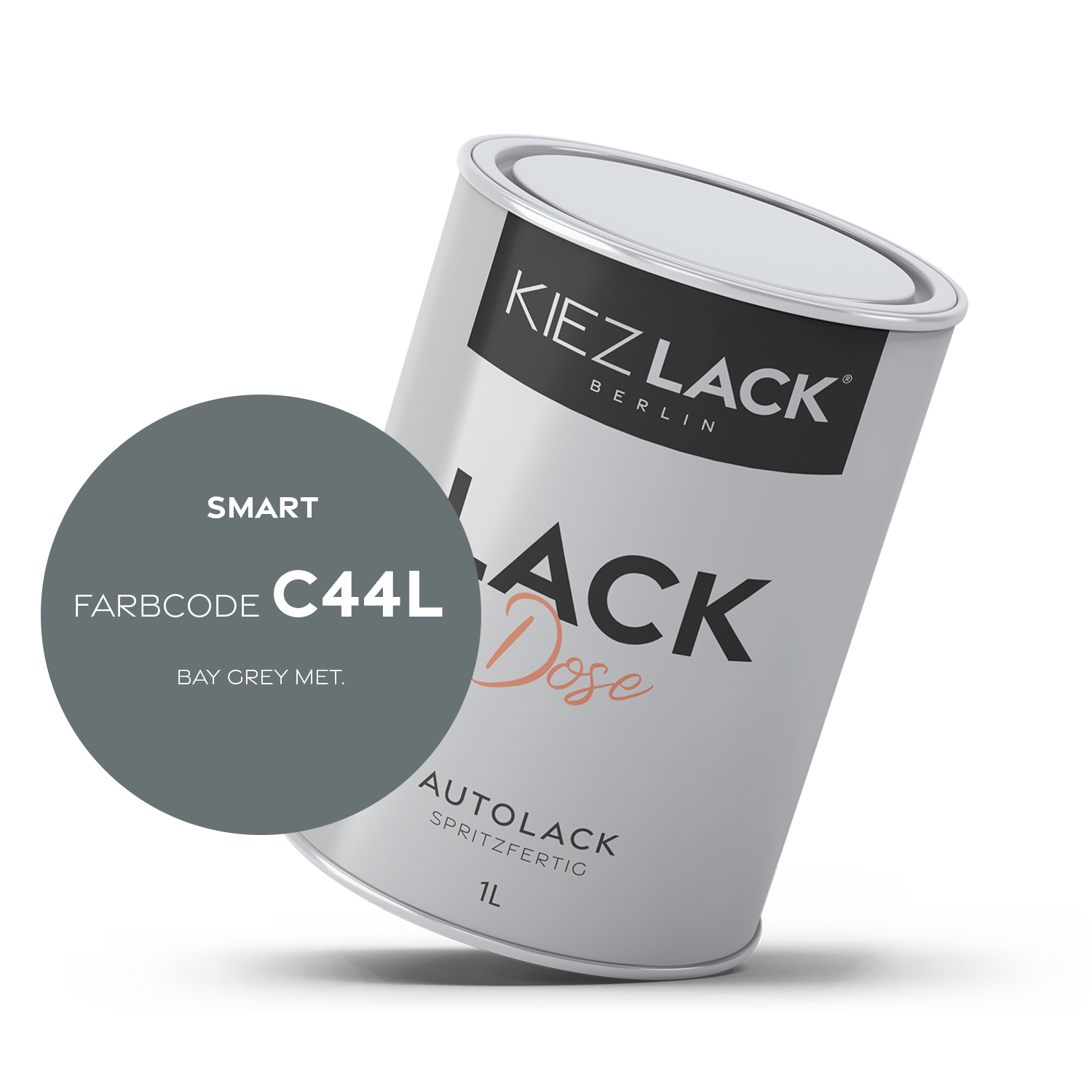 Kiezlack 1K Autolack Lackdose Basislack spritzfertig SMART C44L BAY GREY MET.
