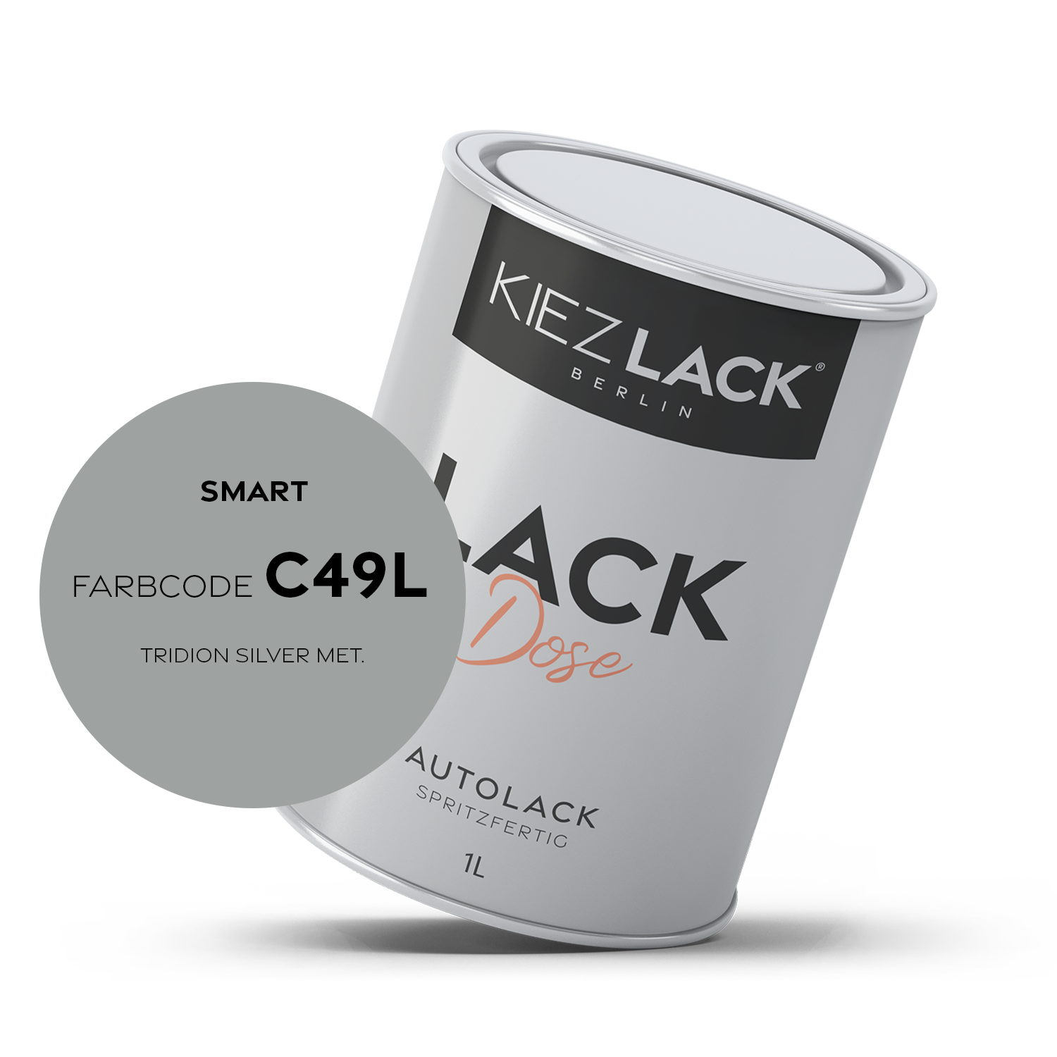 Kiezlack 1K Autolack Lackdose Basislack spritzfertig SMART C49L TRIDION SILVER MET.