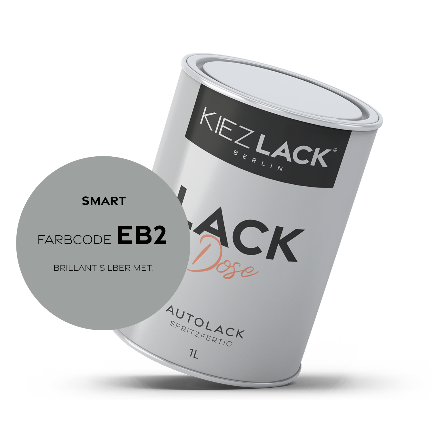 Kiezlack 1K Autolack Lackdose Basislack spritzfertig SMART EB2 BRILLANT SILBER MET.