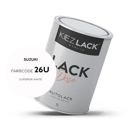 Kiezlack 1K Autolack Lackdose Basislack spritzfertig SUZUKI 26U SUPERIOR WHITE