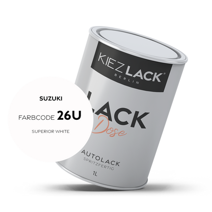 Kiezlack 1K Autolack Lackdose Basislack spritzfertig SUZUKI 26U SUPERIOR WHITE