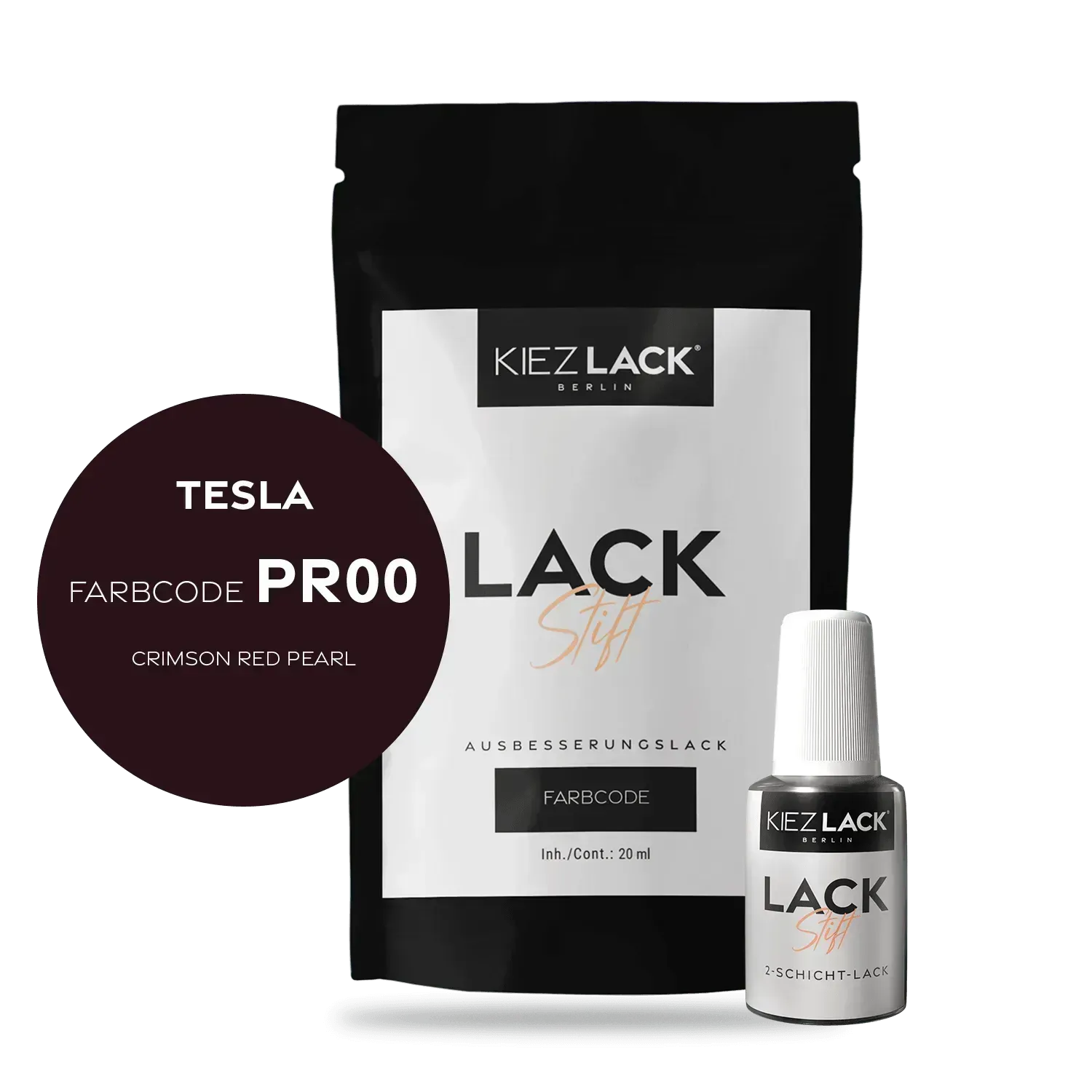 Autolack Lackstift TESLA PR00 CRIMSON RED PEARL - Kiezlack