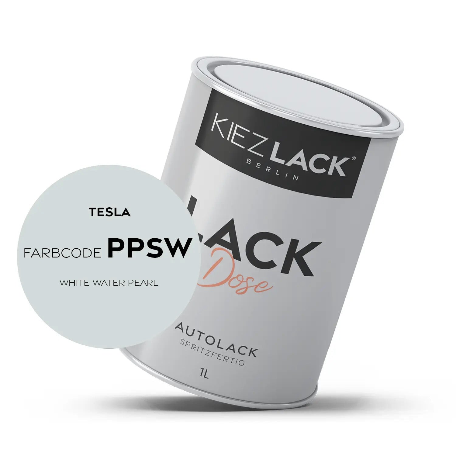 Kiezlack 1K Autolack Lackdose Basislack spritzfertig TESLA PPSW WHITE WATER PEARL