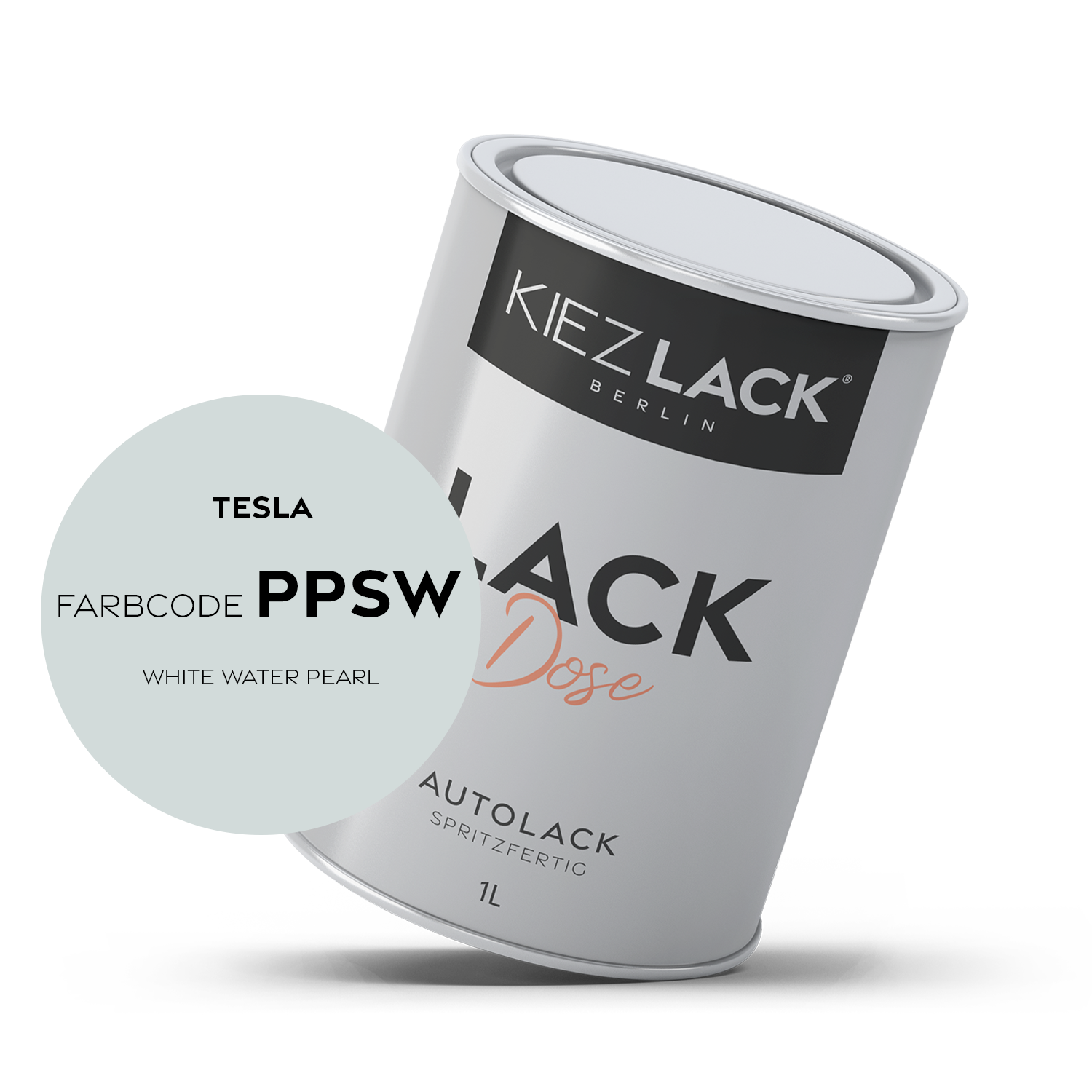 Kiezlack 1K Autolack Lackdose Basislack spritzfertig TESLA PPSW WHITE WATER PEARL