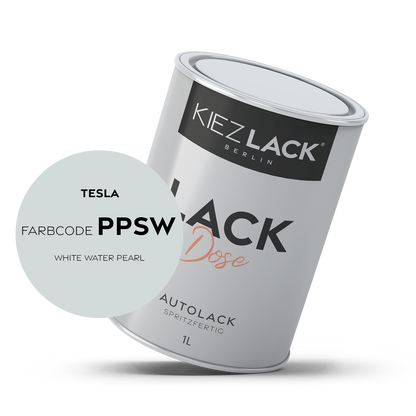 Kiezlack 1K Autolack Lackdose Basislack spritzfertig TESLA PPSW WHITE WATER PEARL