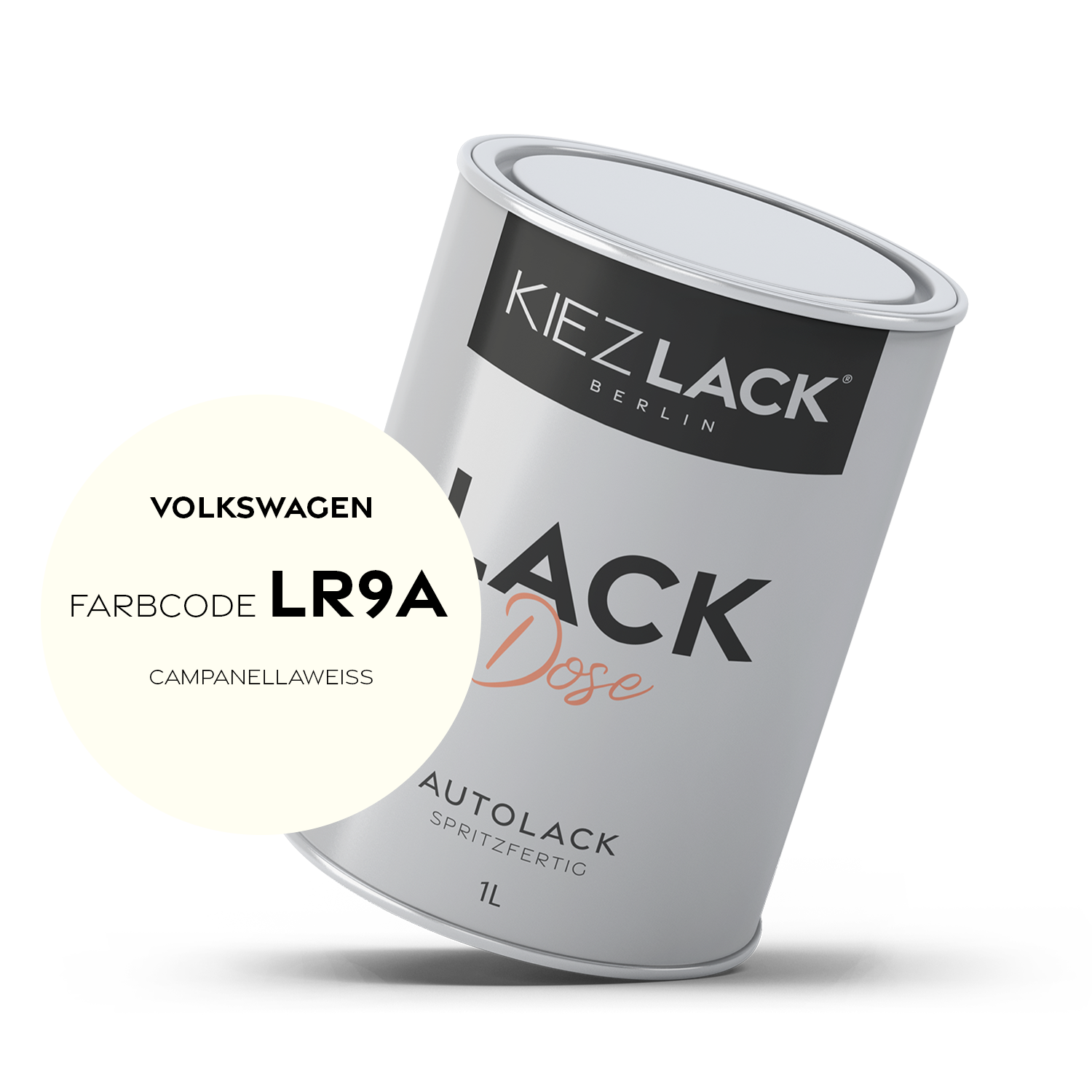 Kiezlack 1K Autolack Lackdose Basislack spritzfertig Volkswagen LR9A CAMPANELLAWEISS