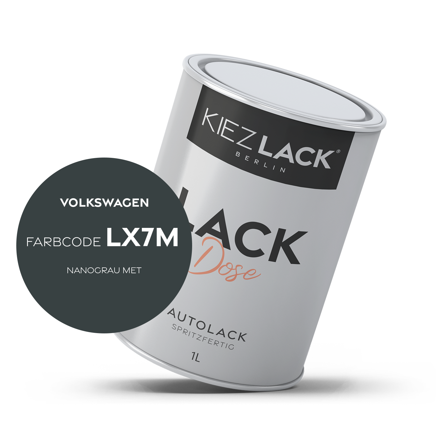 Kiezlack 1K Autolack Lackdose Basislack spritzfertig Volkswagen LX7M NANOGRAU MET.