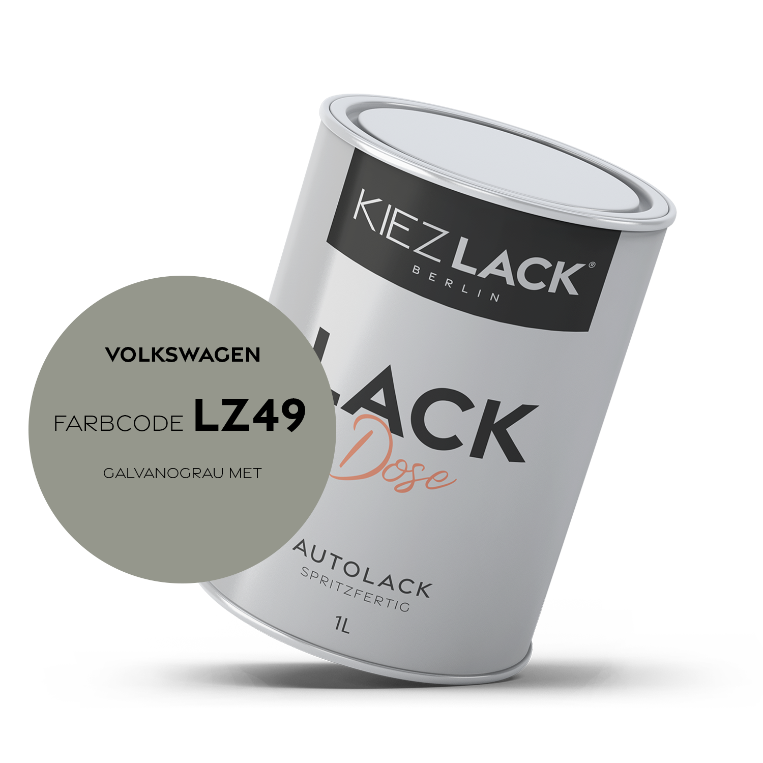 Kiezlack 1K Autolack Lackdose Basislack spritzfertig Volkswagen LZ49 GALVANOGRAU MET.