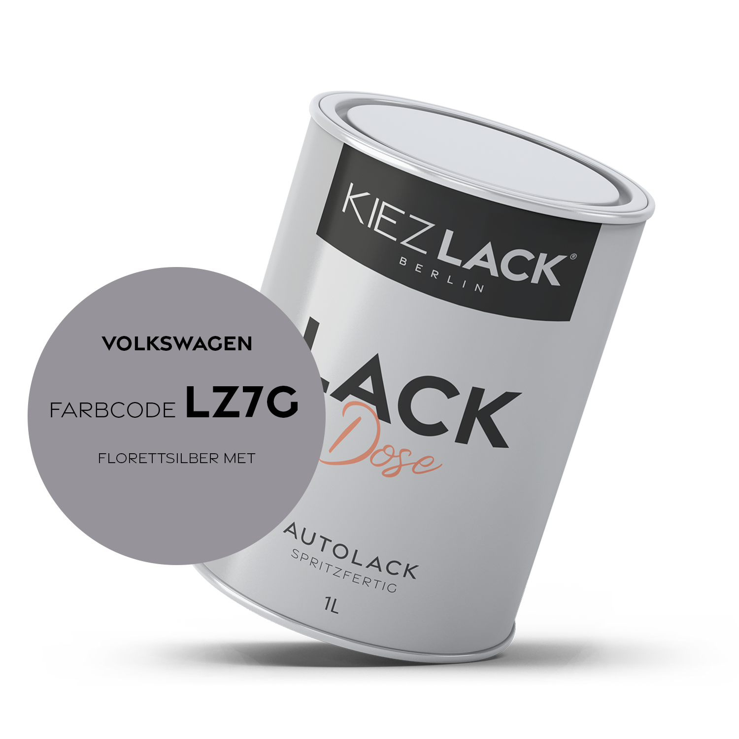 Kiezlack 1K Autolack Lackdose Basislack spritzfertig Volkswagen LZ7G FLORETTSILBER MET.