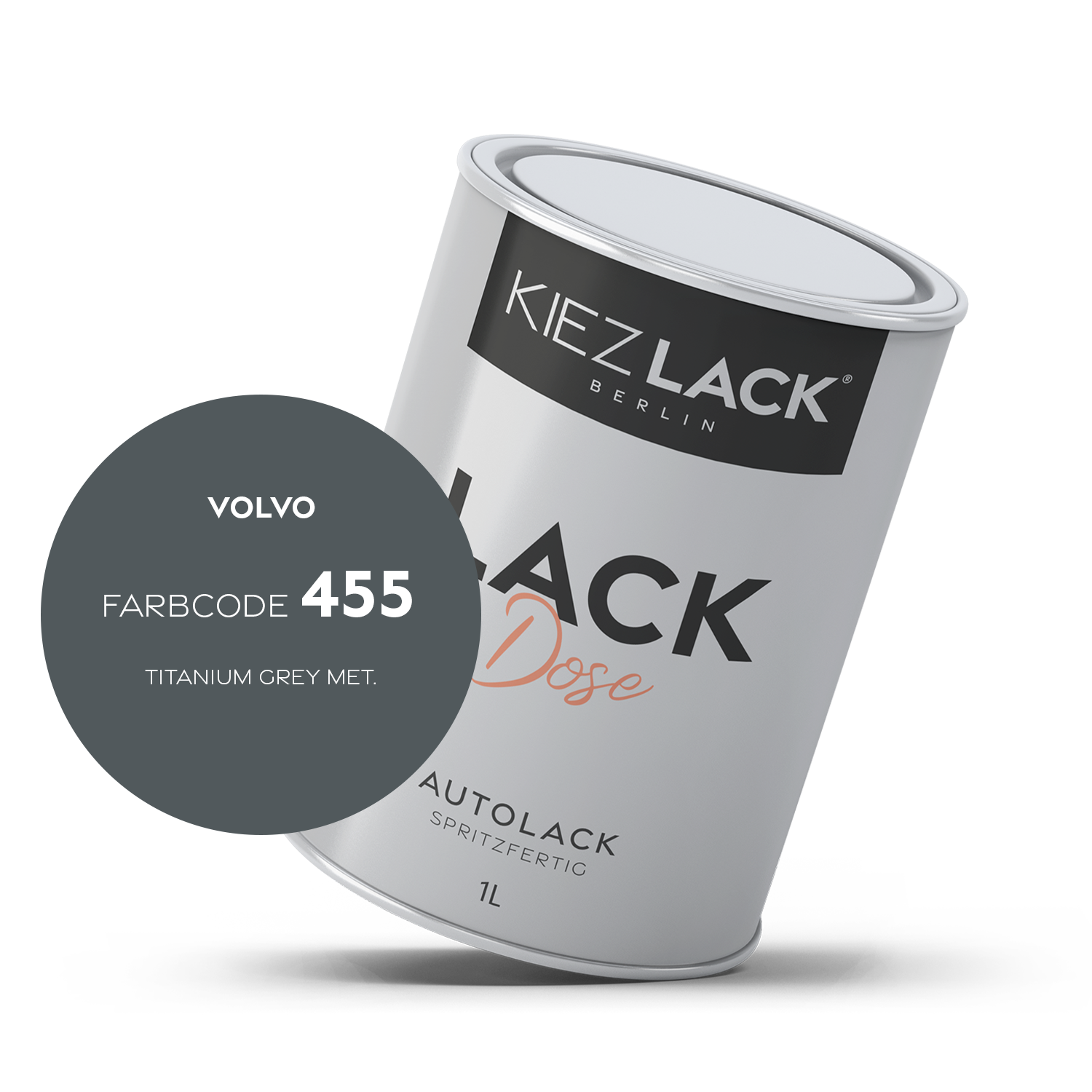 Kiezlack 1K Autolack Lackdose Basislack spritzfertig VOLVO 455 TITANIUM GREY MET.