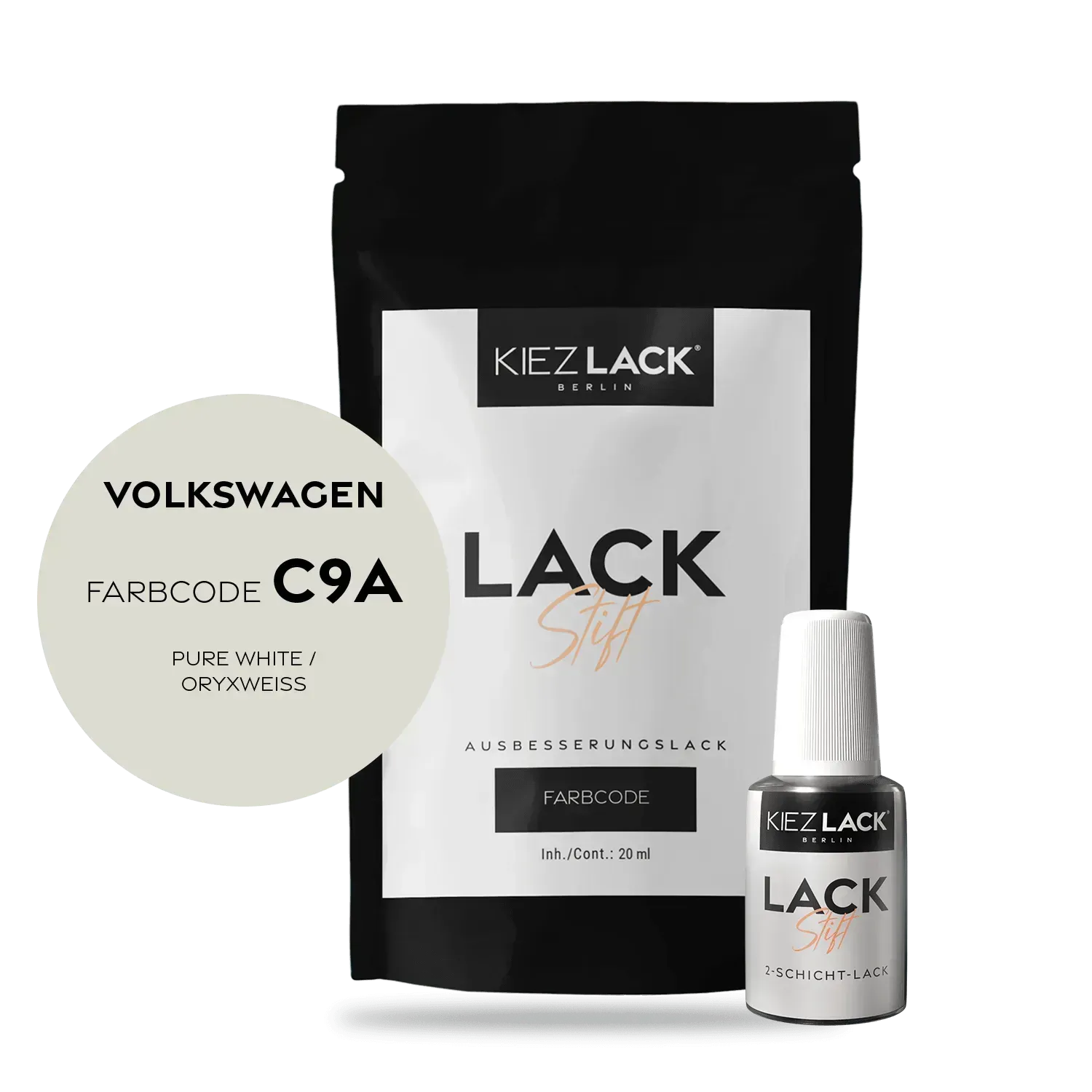 Autolack Lackstift Volkswagen C9A PURE WHITE - Kiezlack