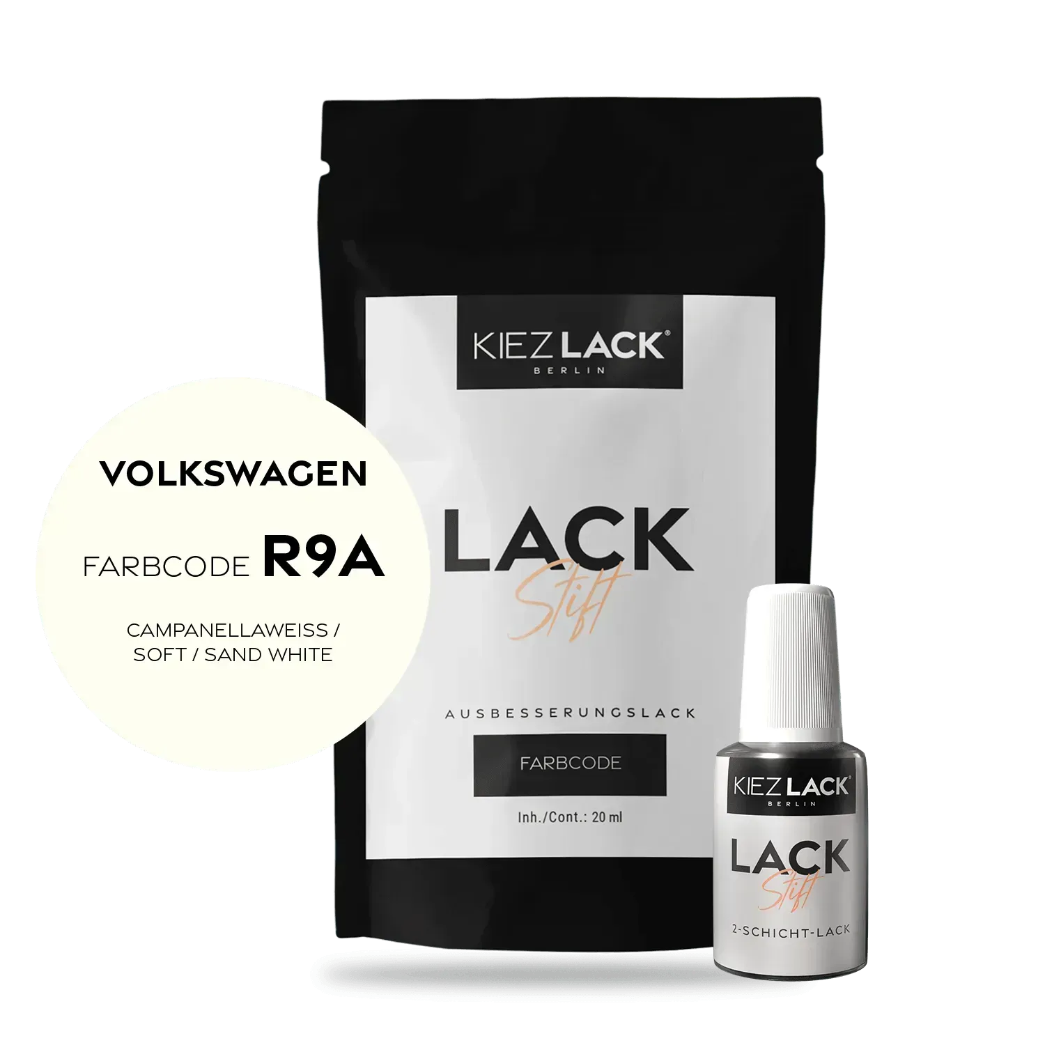 Autolack Lackstift Volkswagen R9A CAMPANELLAWEISS - Kiezlack