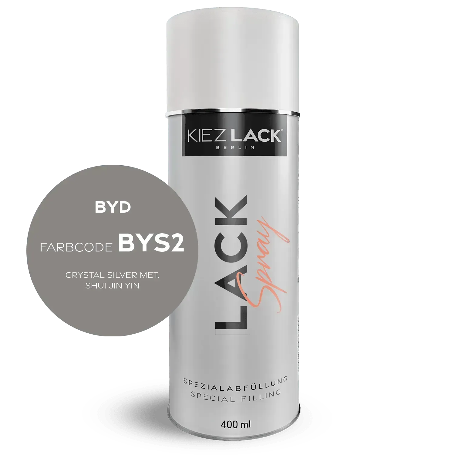 Autolack Spraydose BYD BYS2 CRYSTAL SILVER MET. Lackspray - Kiezlack