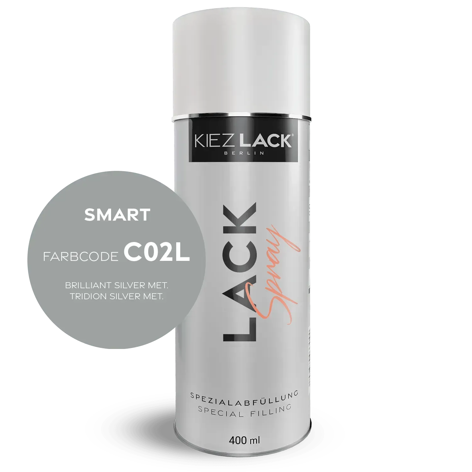 Autolack Spraydose SMART C02L BRILLIANT SILVER MET. Lackspray - Kiezlack