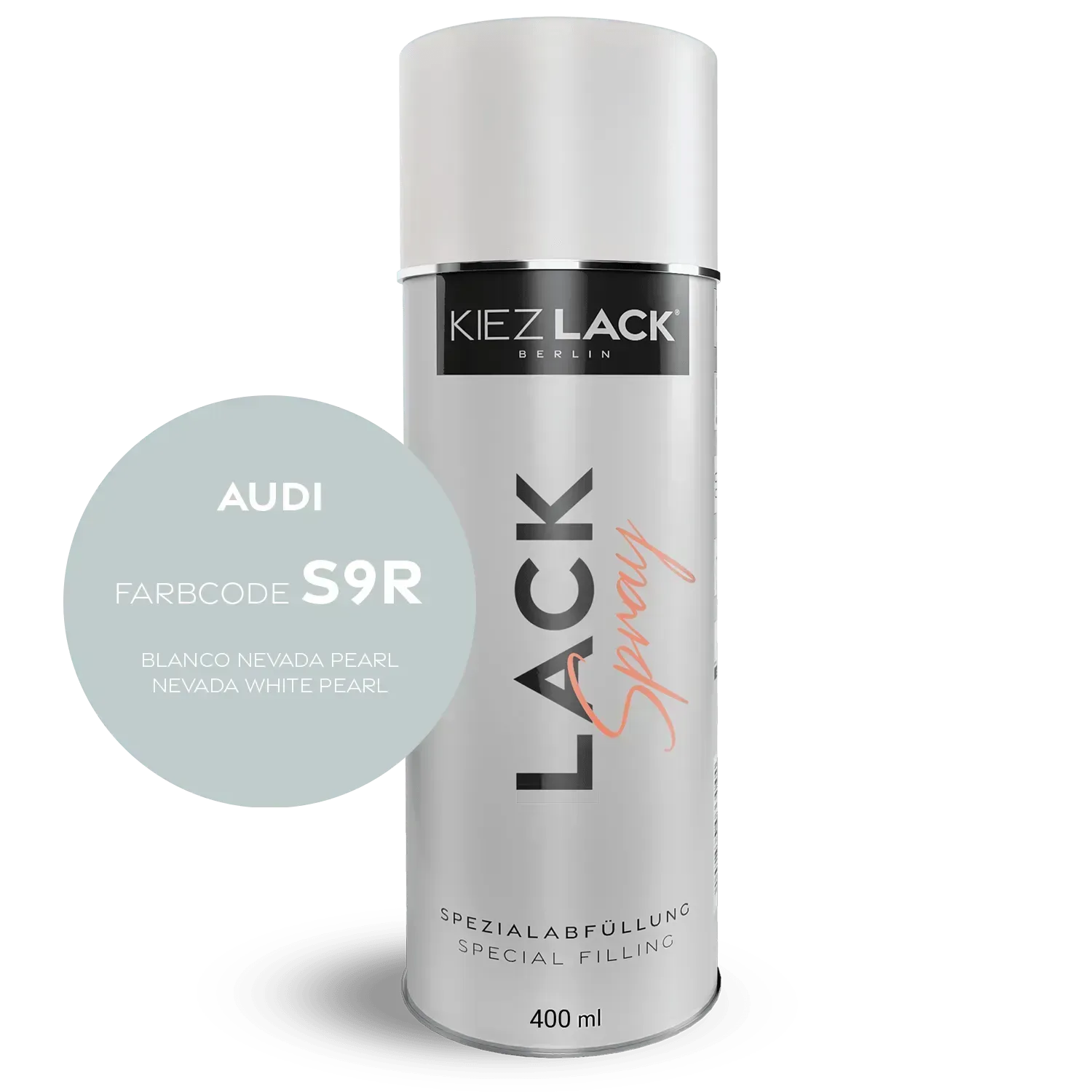 Autolack Spraydose AUDI S9R BLANCO NEVADA Pearl Lackspray - Kiezlack